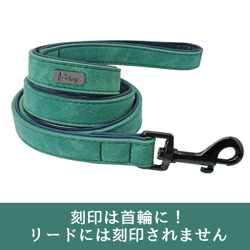 愛犬のレザー カスタム名前刻印 首輪 リードセット