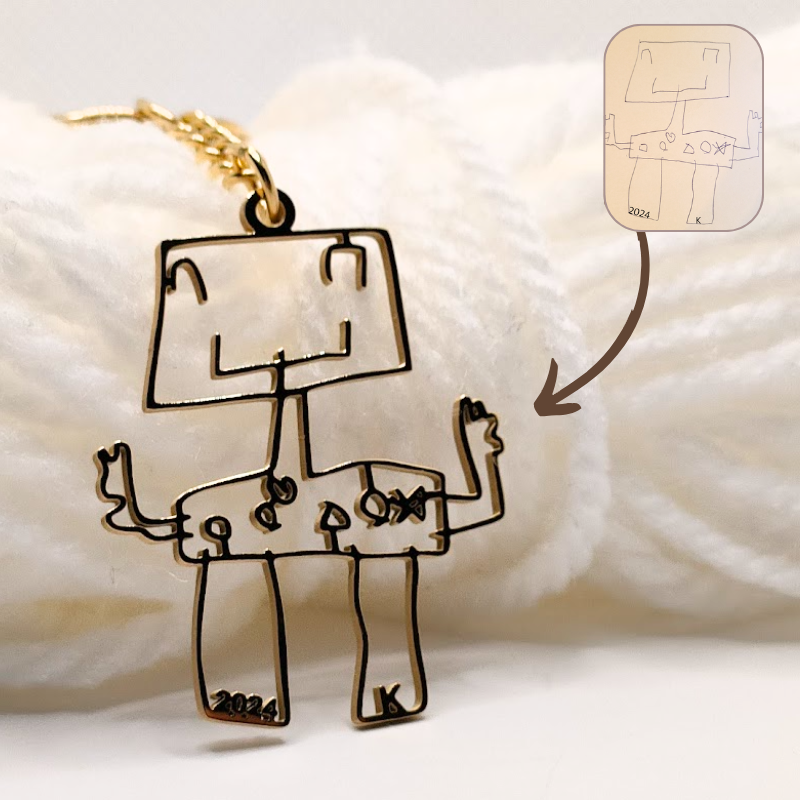 かけがえのない子供の絵を形にしたオリジナル オーダーメイド キーホルダー(コンプリケイテッド タイプ)