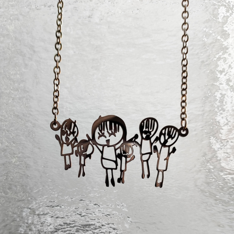 かけがえのない子供の絵を形にしたオリジナル オーダーメイドネックレス(コンプリケイテッド タイプ)