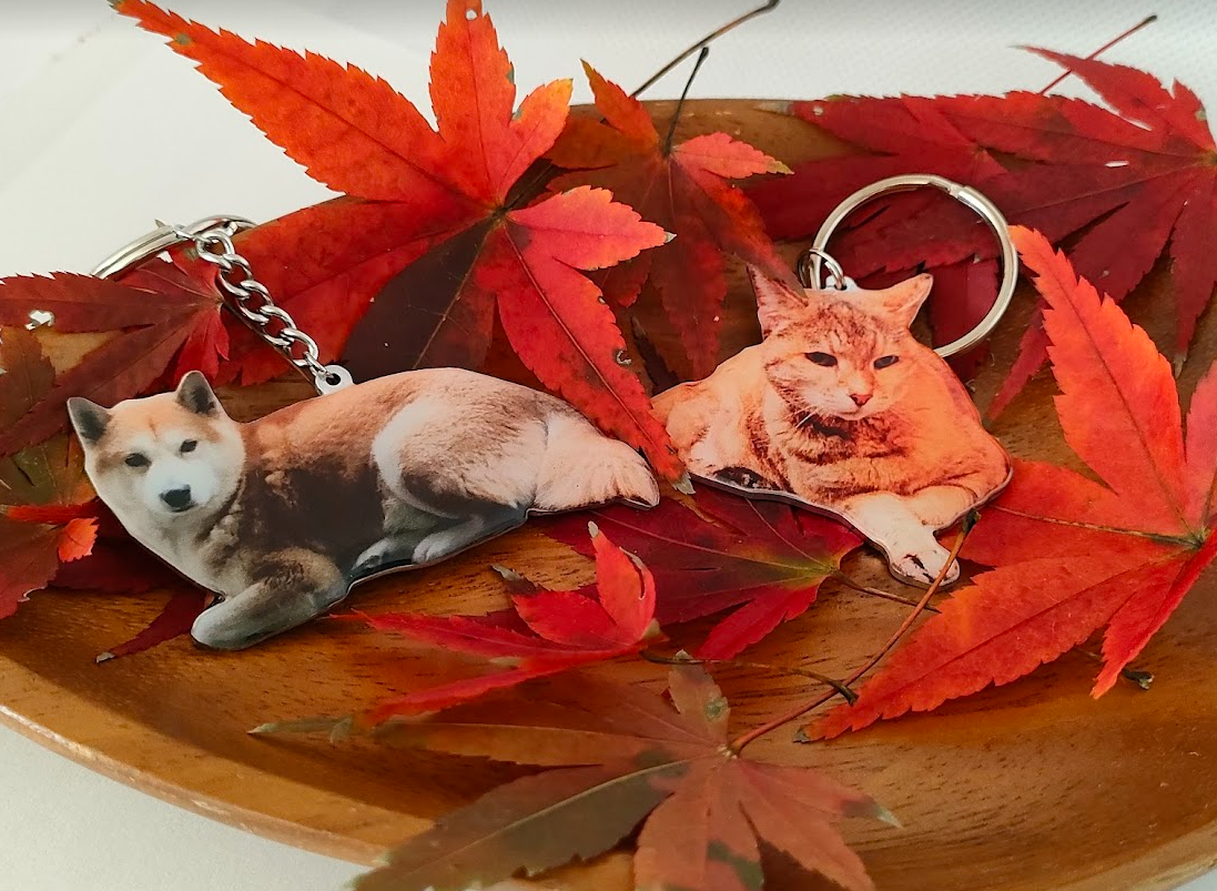愛犬・愛猫・ペットの写真 名前刻印カスタムキーホルダー