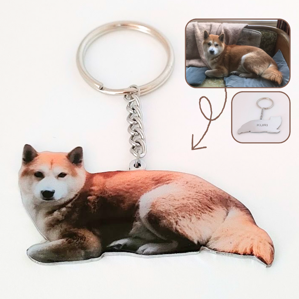 愛犬・愛猫・ペットの写真 名前刻印カスタムキーホルダー