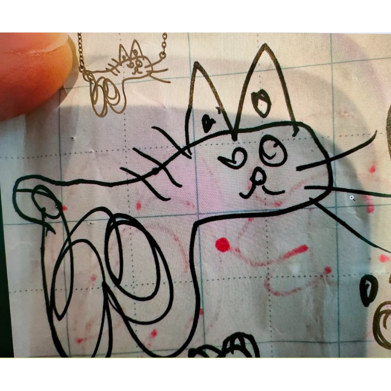 かけがえのない子供の絵を形にしたオリジナル オーダーメイド キーホルダー/ ネックレス (シンプルタイプ)