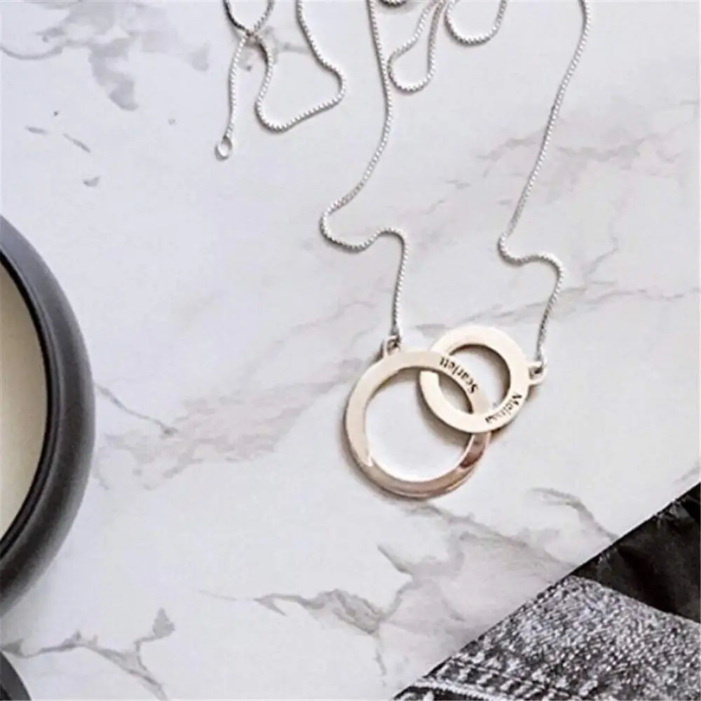 【名入れ無料】ダブルサークル・インターランキングネックレス |カスタムオーダー