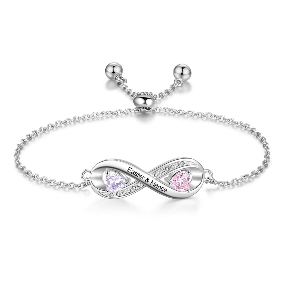 INFINITY(インフィニティ) スタイルのネーム&誕生石入れカスタムブレスレット