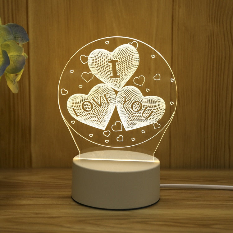 3DアクリルLEDナイトライト USB充電式装飾用常夜灯