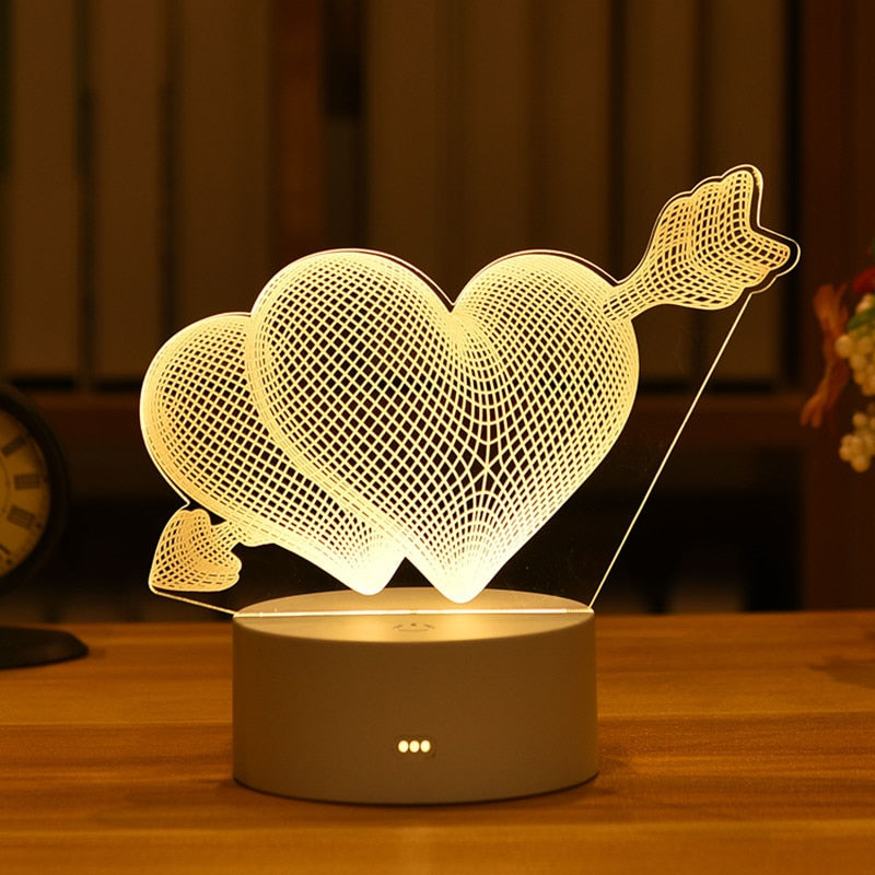 3DアクリルLEDナイトライト USB充電式装飾用常夜灯