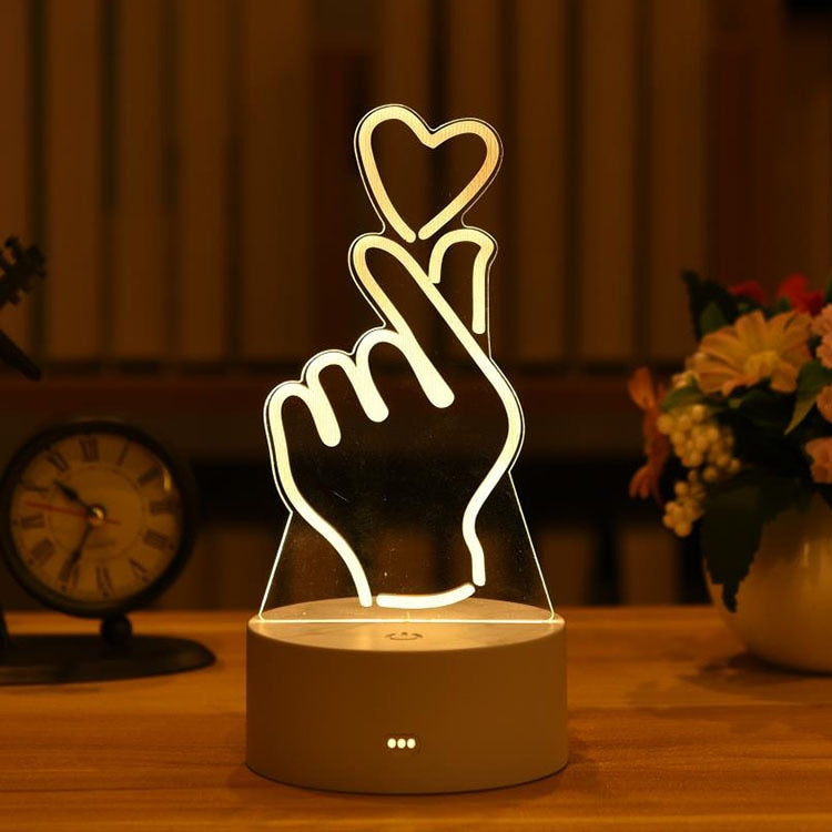 3DアクリルLEDナイトライト USB充電式装飾用常夜灯