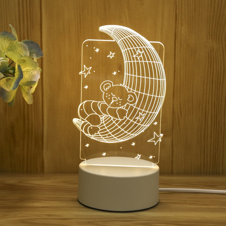 3DアクリルLEDナイトライト USB充電式装飾用常夜灯
