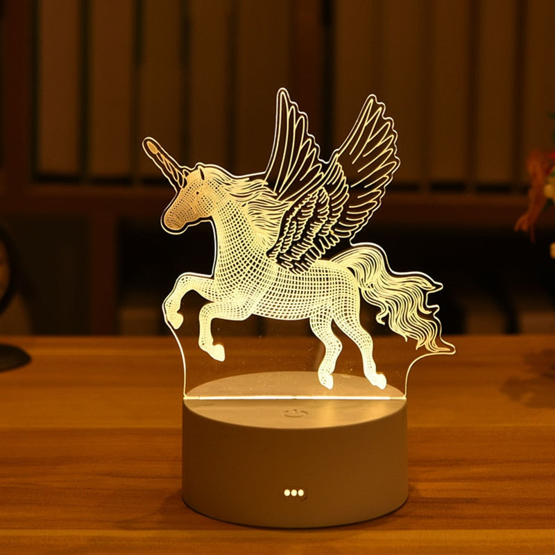 3DアクリルLEDナイトライト USB充電式装飾用常夜灯