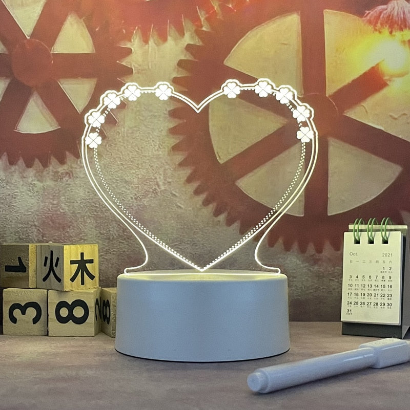3DアクリルLEDナイトライト USB充電式装飾用常夜灯