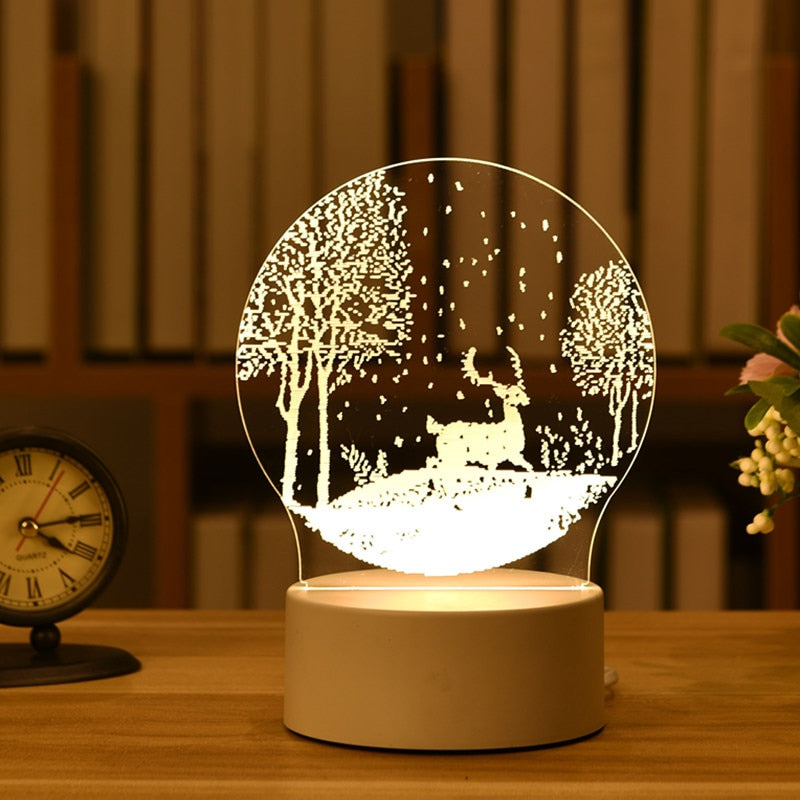 3DアクリルLEDナイトライト USB充電式装飾用常夜灯
