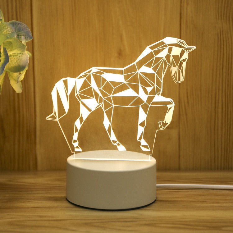 3DアクリルLEDナイトライト USB充電式装飾用常夜灯