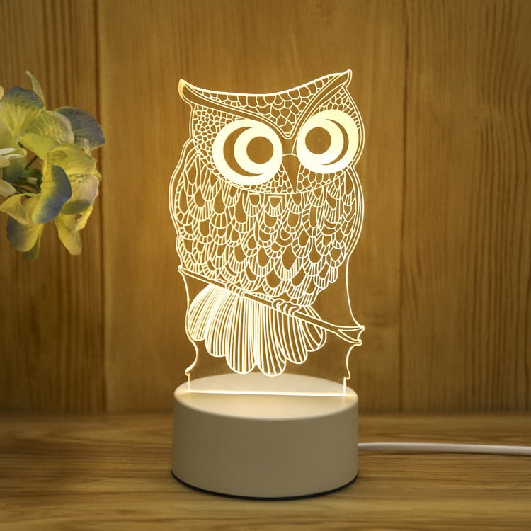 3DアクリルLEDナイトライト USB充電式装飾用常夜灯