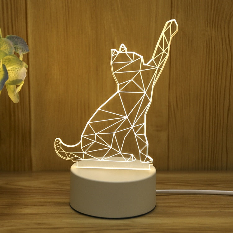 3DアクリルLEDナイトライト USB充電式装飾用常夜灯