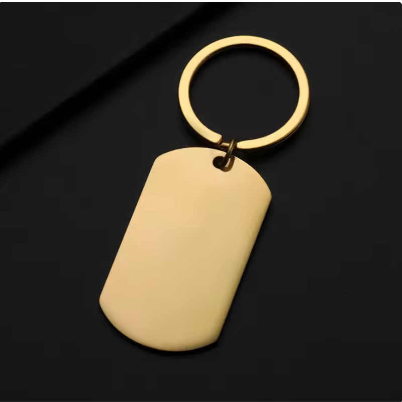 ご家族 ペット 写真と文字刻印のオリジナル長方形キーホルダー＆ネームタグ