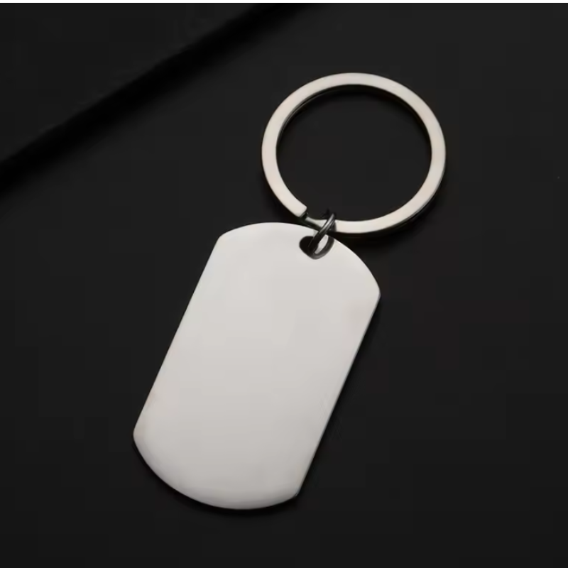 ご家族 ペット 写真と文字刻印のオリジナル長方形キーホルダー＆ネームタグ