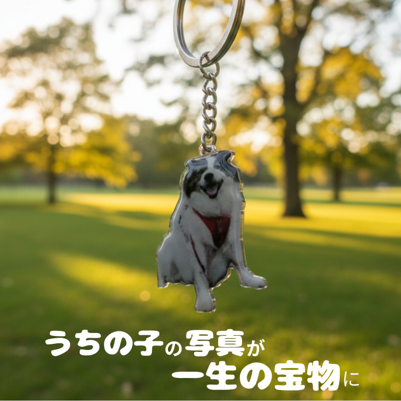 愛犬・愛猫・ペットの写真切り抜きスタイル キーホルダー｜裏面名入れ可能