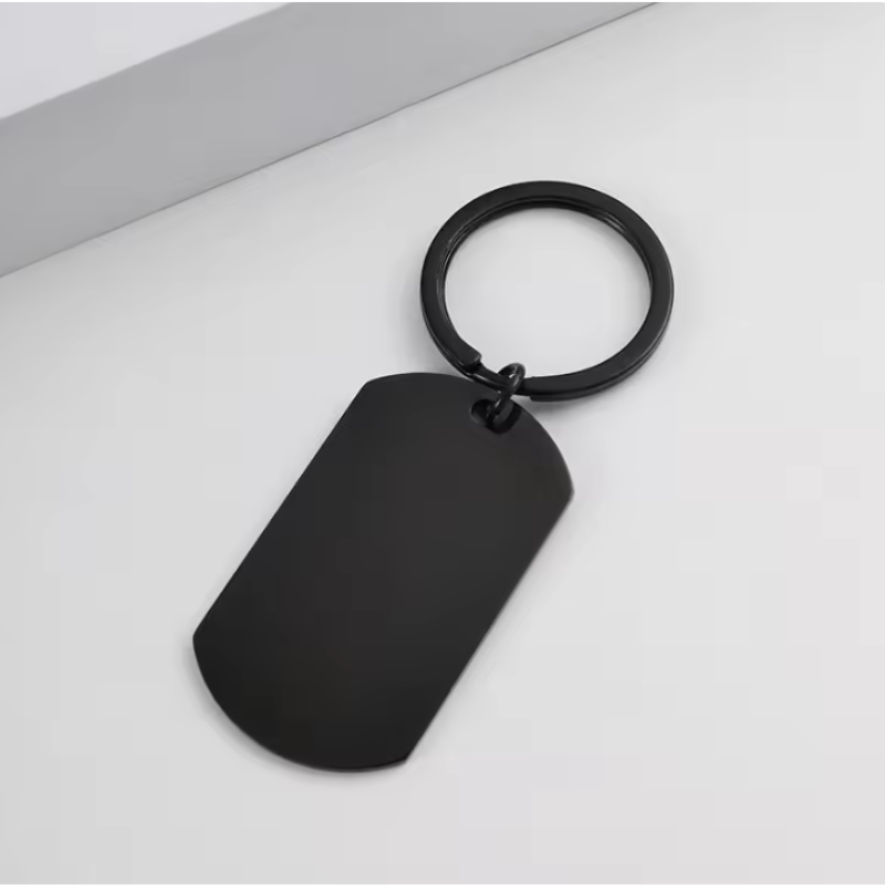 ご家族 ペット 写真と文字刻印のオリジナル長方形キーホルダー＆ネームタグ