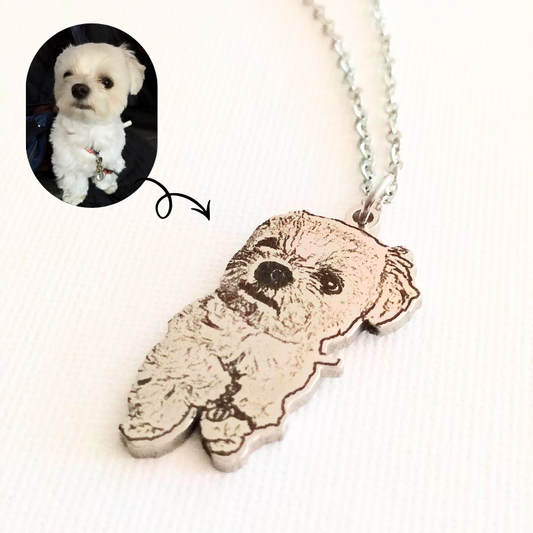 愛犬・愛猫 ペット写真切り抜き＆名前刻印 オーダーメイドネックレス