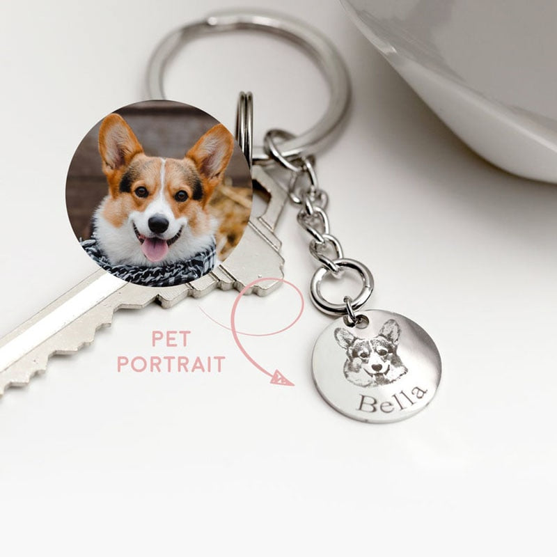 愛犬・愛猫・ペットの写真レーザー刻印オーダーメイドキーホルダー