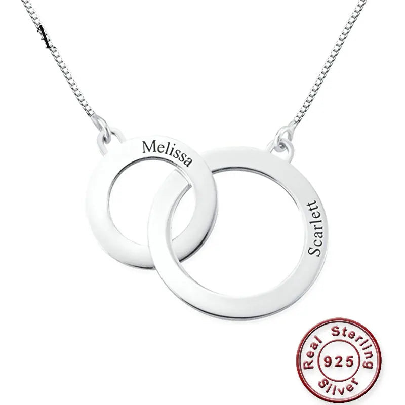 【名入れ無料】ダブルサークル・インターランキングネックレス ｜カスタムオーダー
