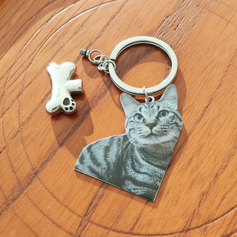 愛犬・愛猫の写真刻印ペンダント付き 遺骨カプセルキーホルダー｜メモリアルカスタム