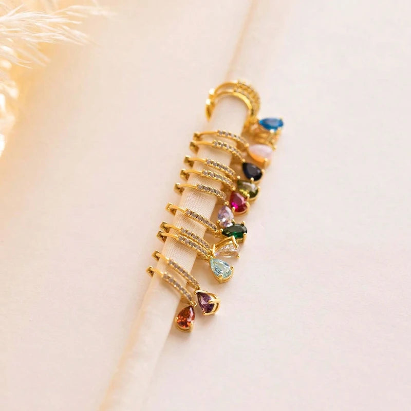 【925ステアリングシルバー×キュービックジルコニア】女性用ウォータードロップフープピアス