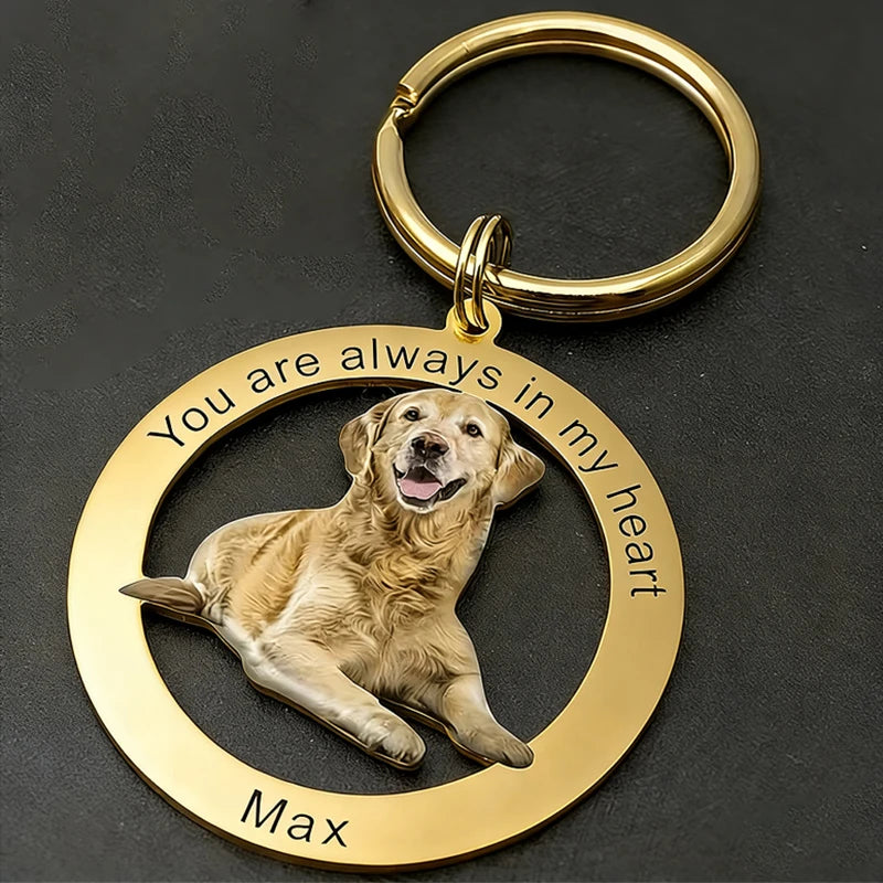 愛犬・愛猫・ペットのハート型写真切り抜き キーホルダー