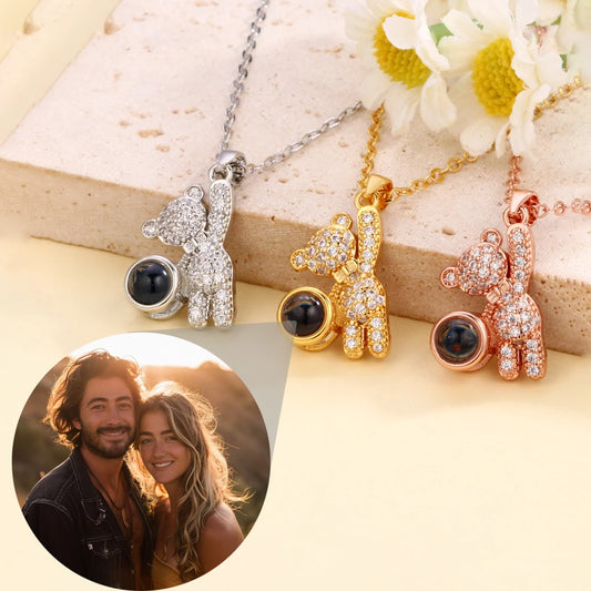 【写真投影】可愛いクマのフォトペンダント｜サークルプロジェクション カスタムネックレス