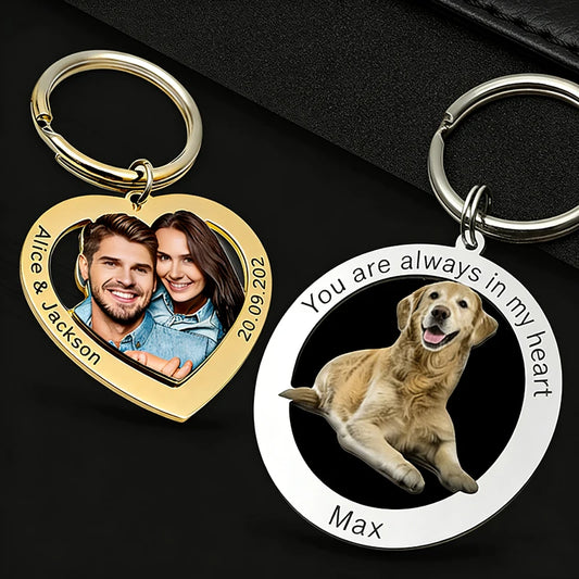 愛犬・愛猫・ペットのハート型写真切り抜き キーホルダー