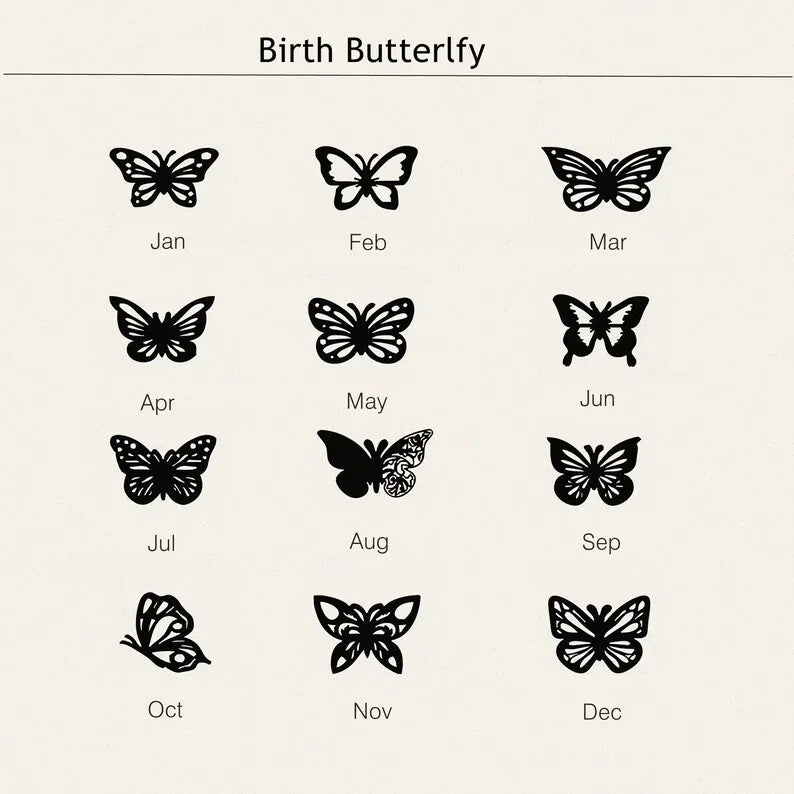 ユニークな誕生月の蝶とカスタムネーム切り抜き ペンダントネックレス