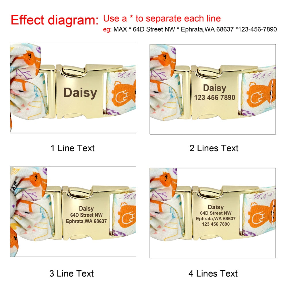 愛犬のカスタム名前入れナイロン花結スタイル首輪