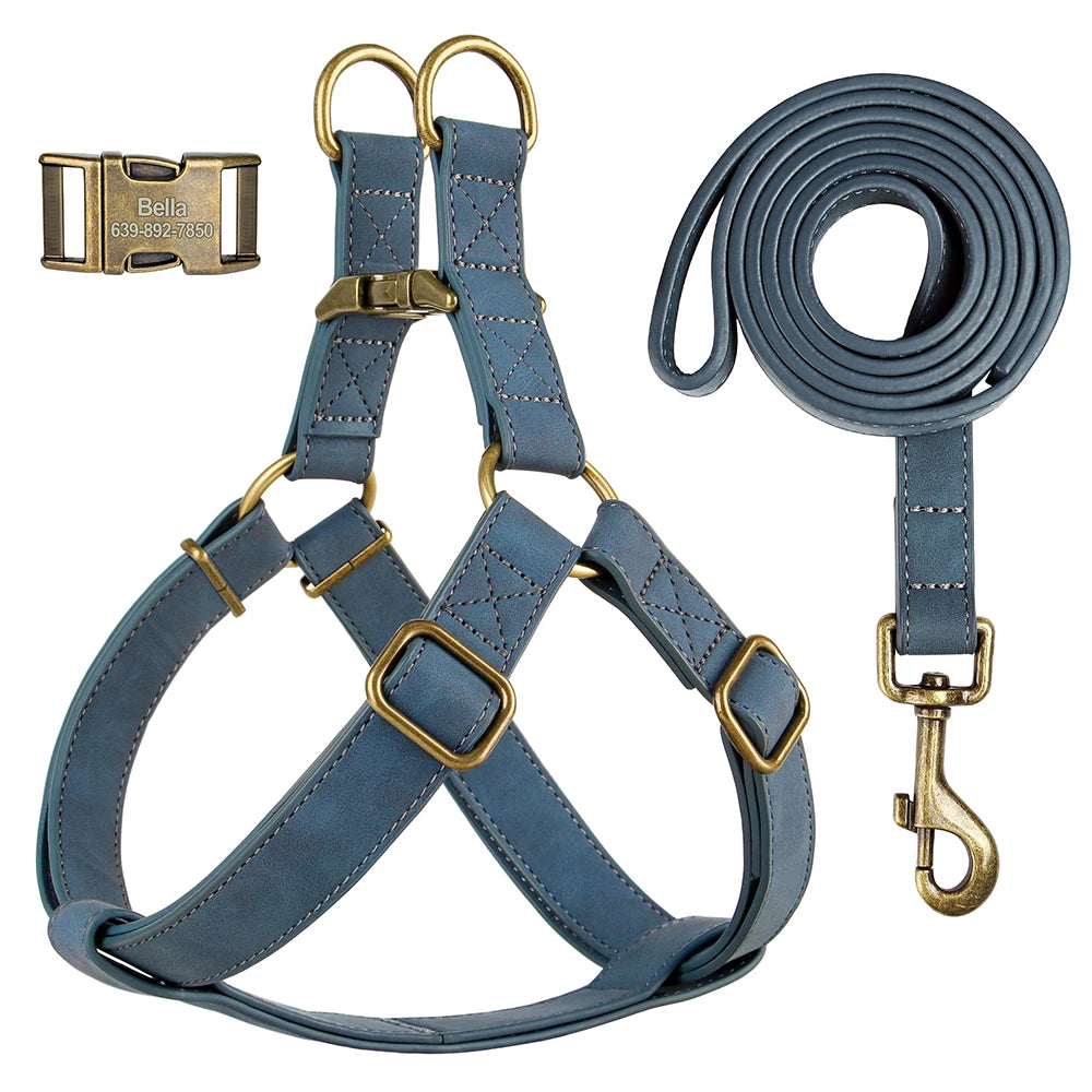 【バックル刻印】中小型犬用PUレザーカスタムハーネス
