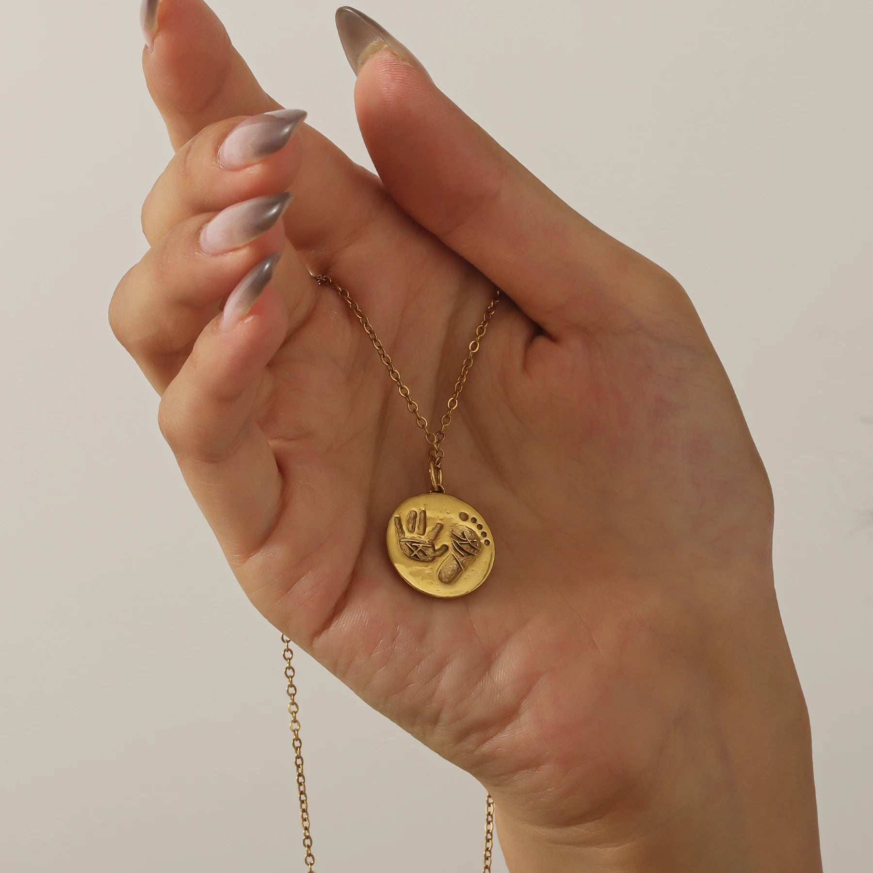 925スターリングシルバー｜ベビー手形・足形刻印 ラウンドザイン