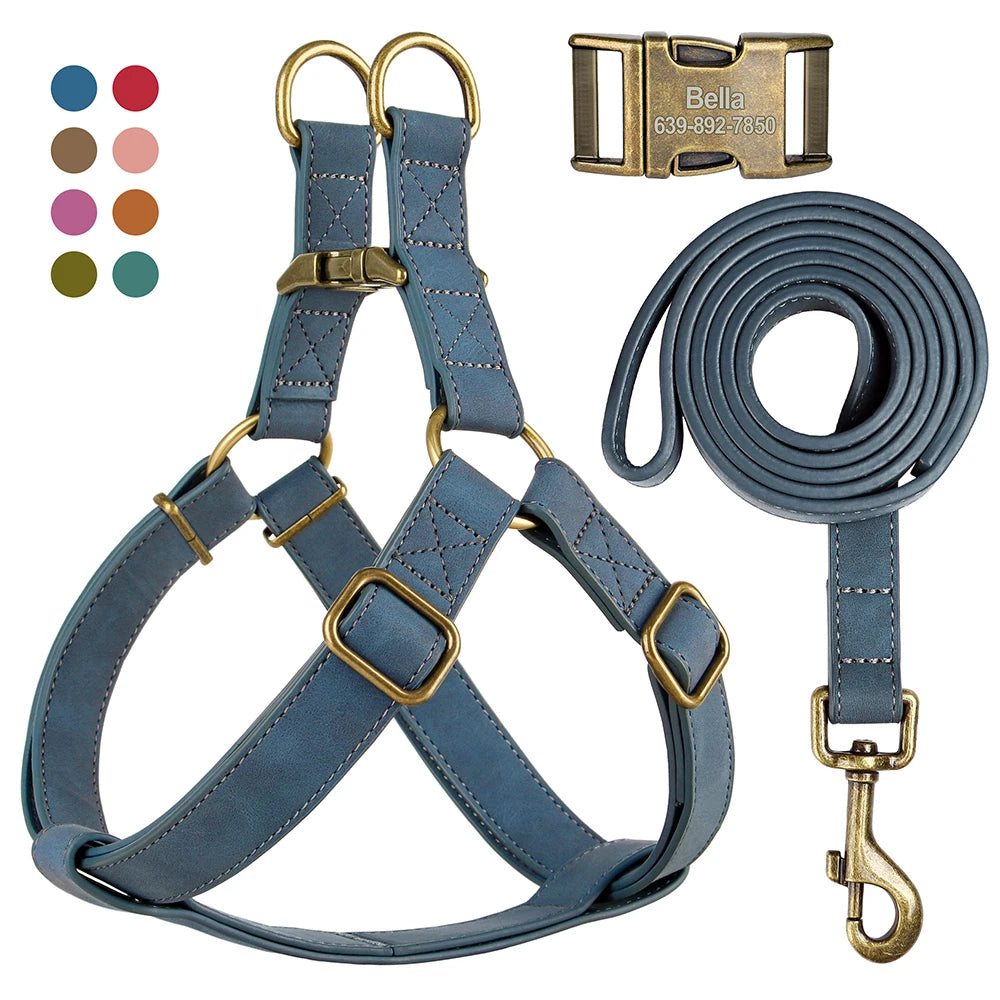 【バックル刻印】中小型犬用PUレザーカスタムハーネス
