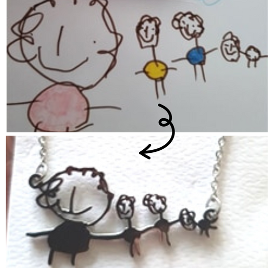 かけがえのない子供の絵を形にしたオリジナル オーダーメイドシリーズ（10）ネックレス キーホルダー ブレスレット