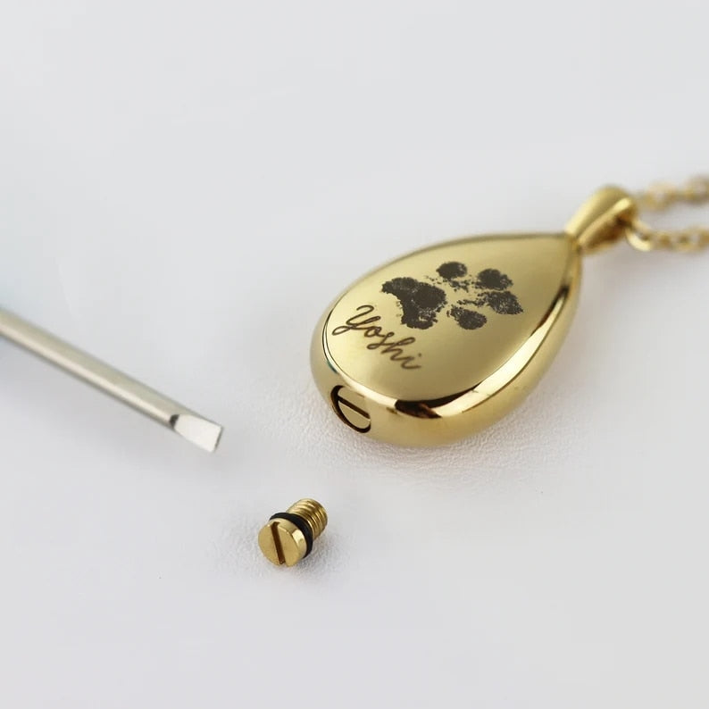 愛犬・愛猫・ペットの写真＆名前刻印の遺灰 ペンダント ネックレス